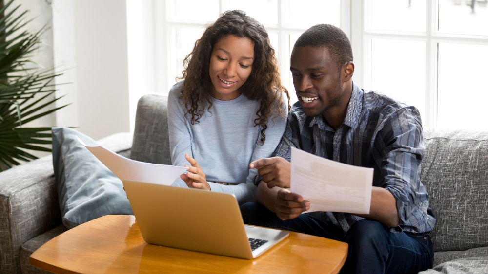 Couple reviewing their finances